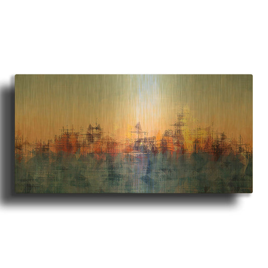 'Metro Morning 2' By David Manlove Gold Metal Wall Art