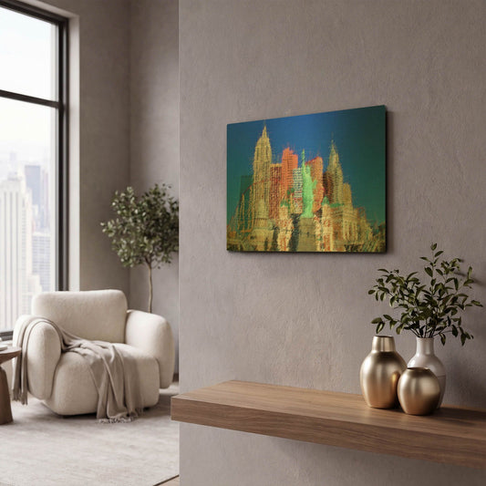 'NewYorkLasVegas' By David Manlove Gold Metal Wall Art