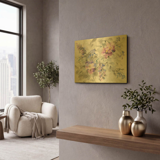 'Garden Dreams' By Danhui Nai Gold Metal Wall Art