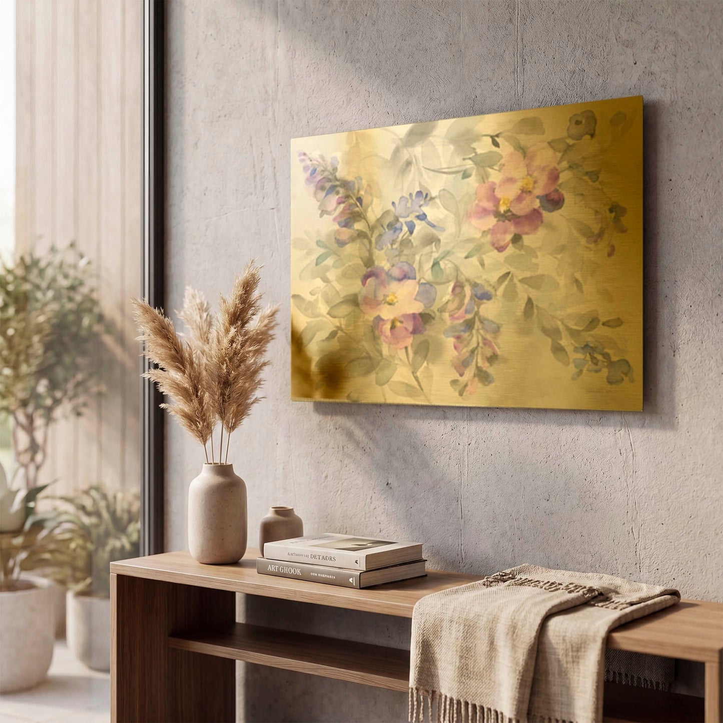 'Garden Dreams' By Danhui Nai Gold Metal Wall Art