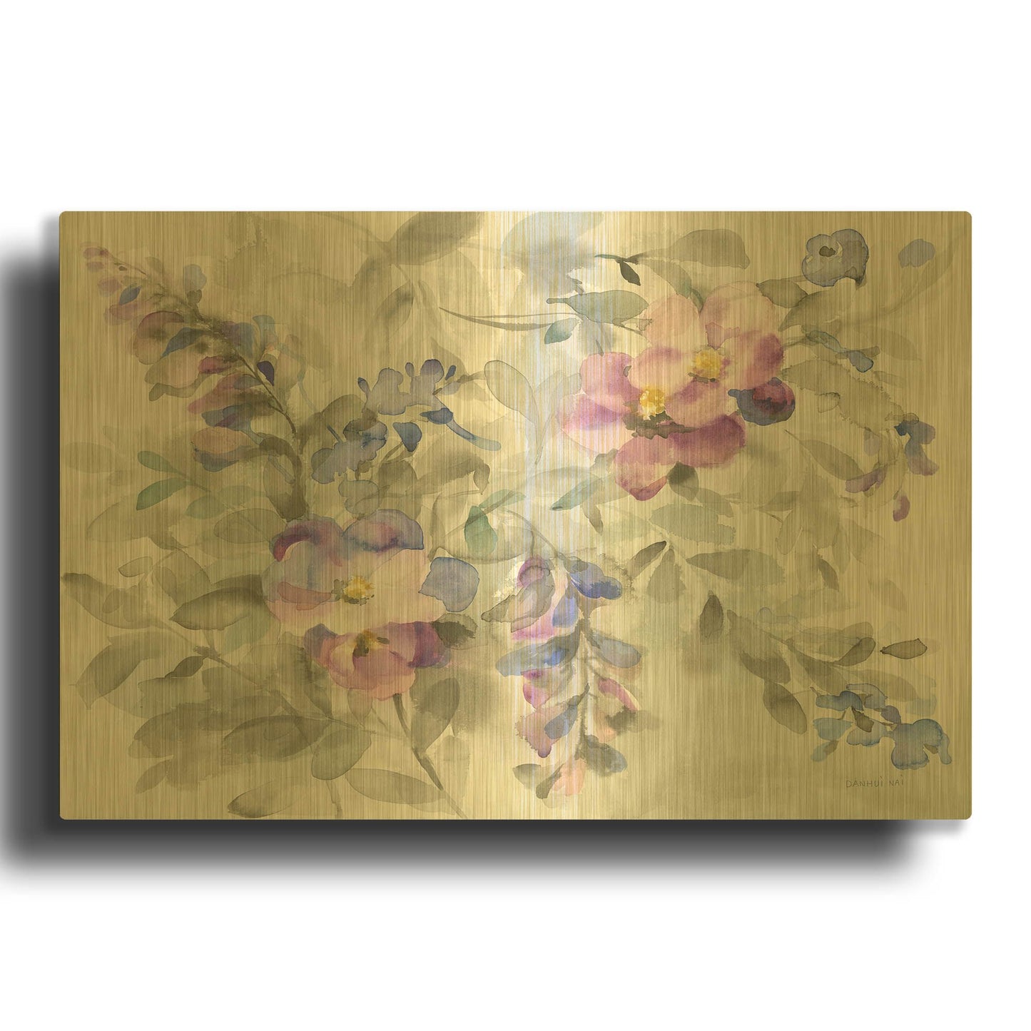 'Garden Dreams' By Danhui Nai Gold Metal Wall Art