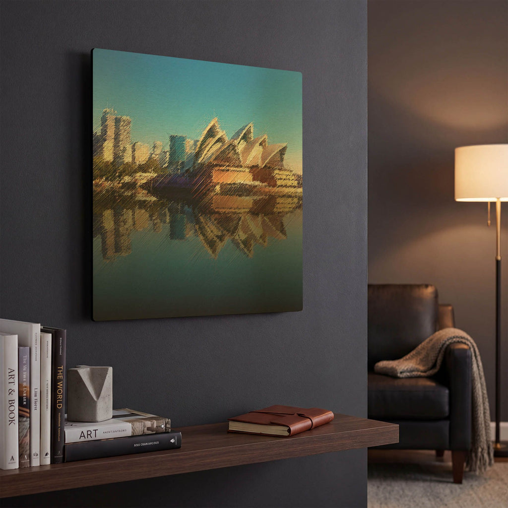 'The Opera House' By David Manlove Gold Metal Wall Art