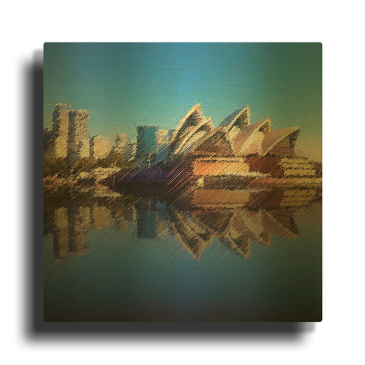 'The Opera House' By David Manlove Gold Metal Wall Art