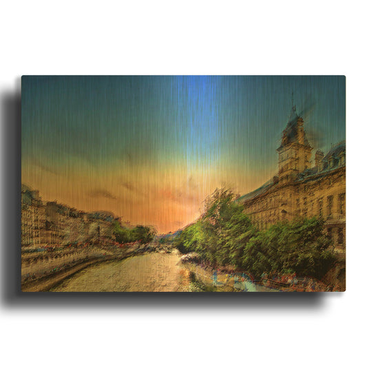 'River Seine A' By David Manlove Gold Metal Wall Art