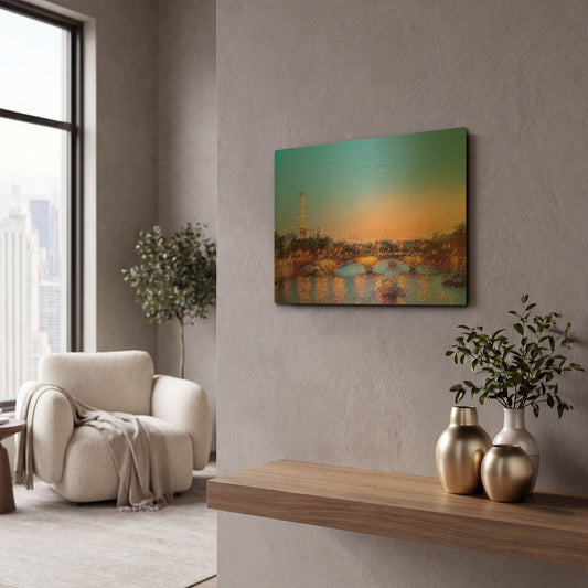 'Seine Eiffle Paris A' By David Manlove Gold Metal Wall Art