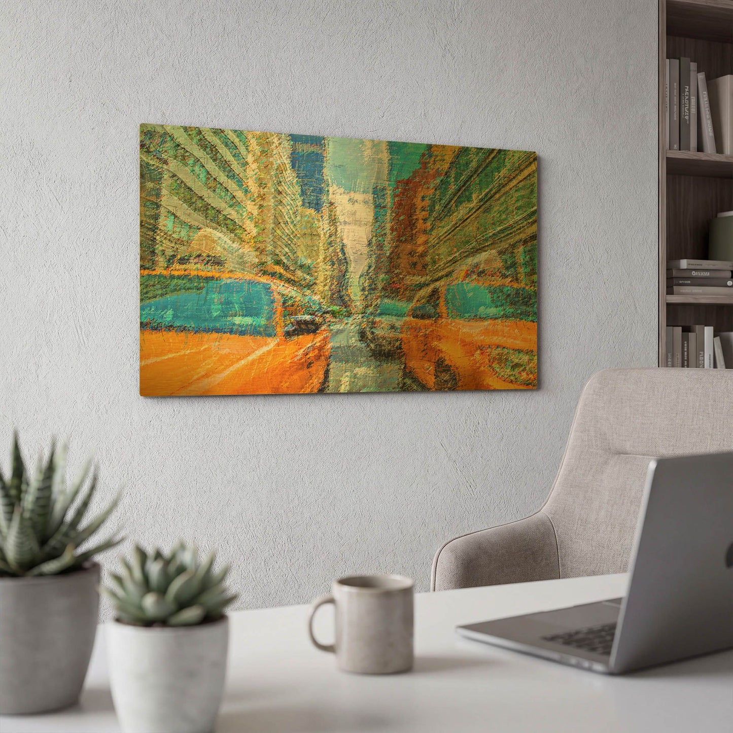 'Taxi' By David Manlove Gold Metal Wall Art