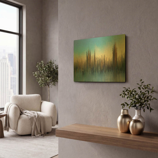 'PixelWestminster' By David Manlove Gold Metal Wall Art
