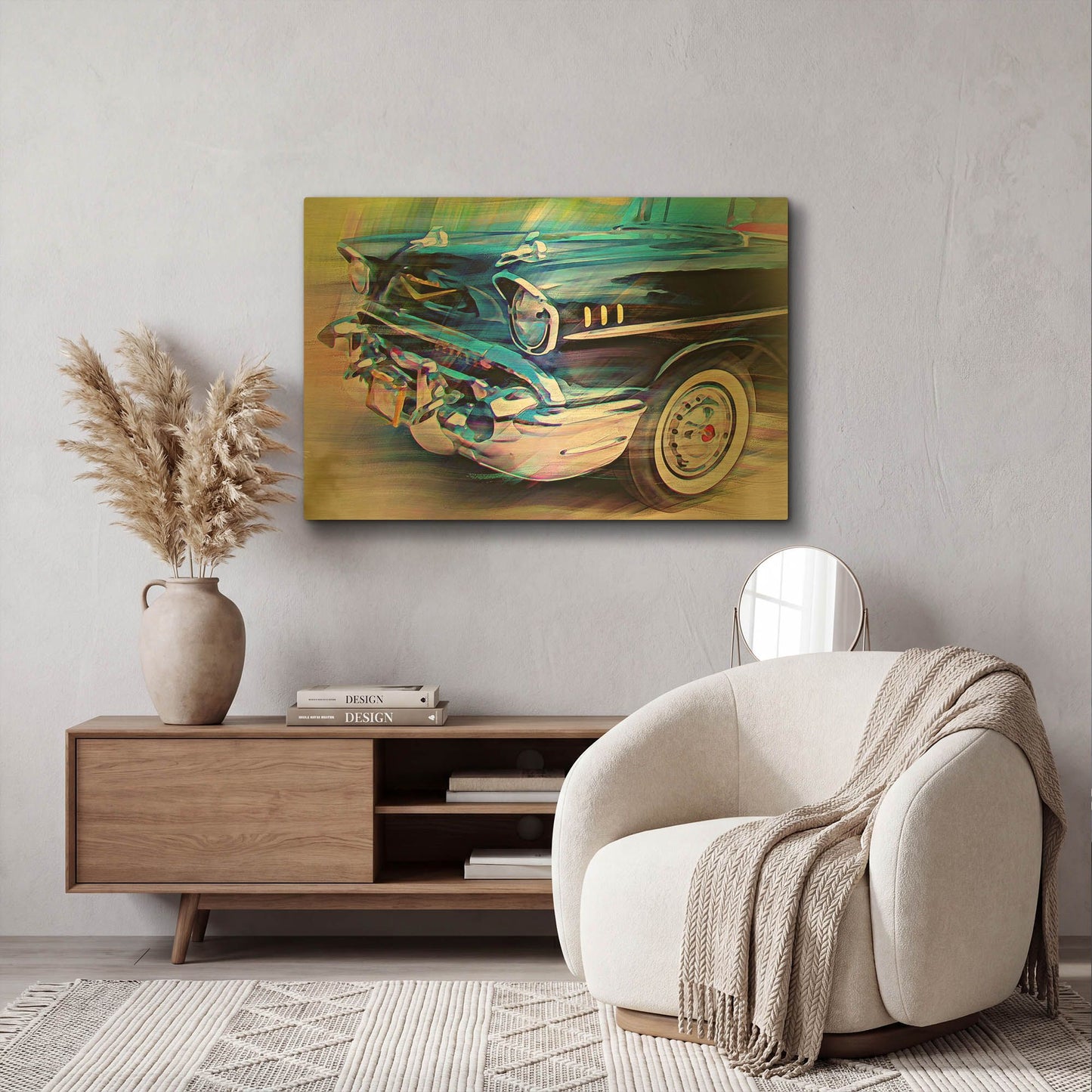 '57 Chevy' By David Manlove Gold Metal Wall Art