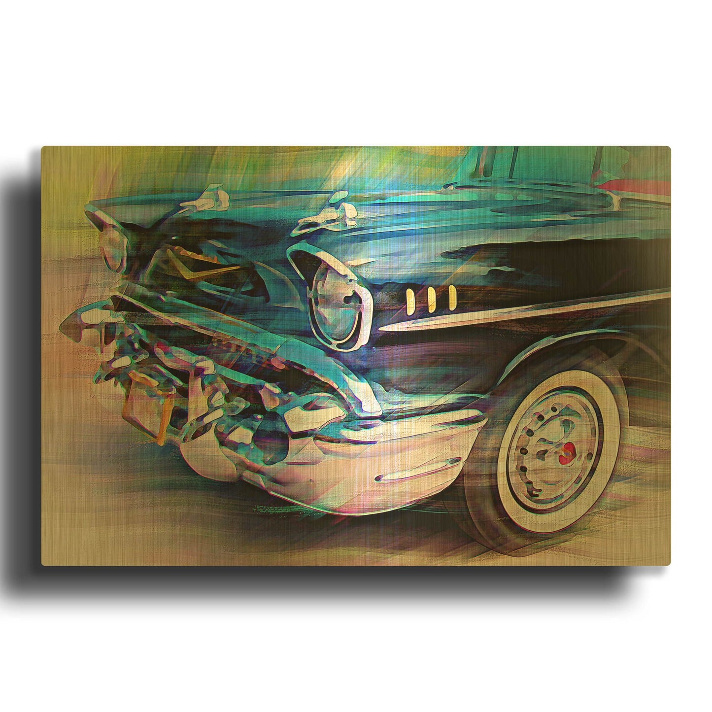 '57 Chevy' By David Manlove Gold Metal Wall Art