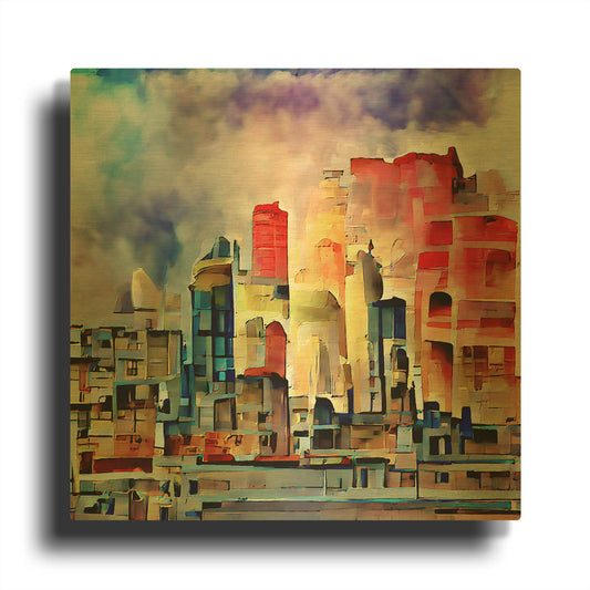 'Colorful Architecture 2' By David Manlove Gold Metal Wall Art