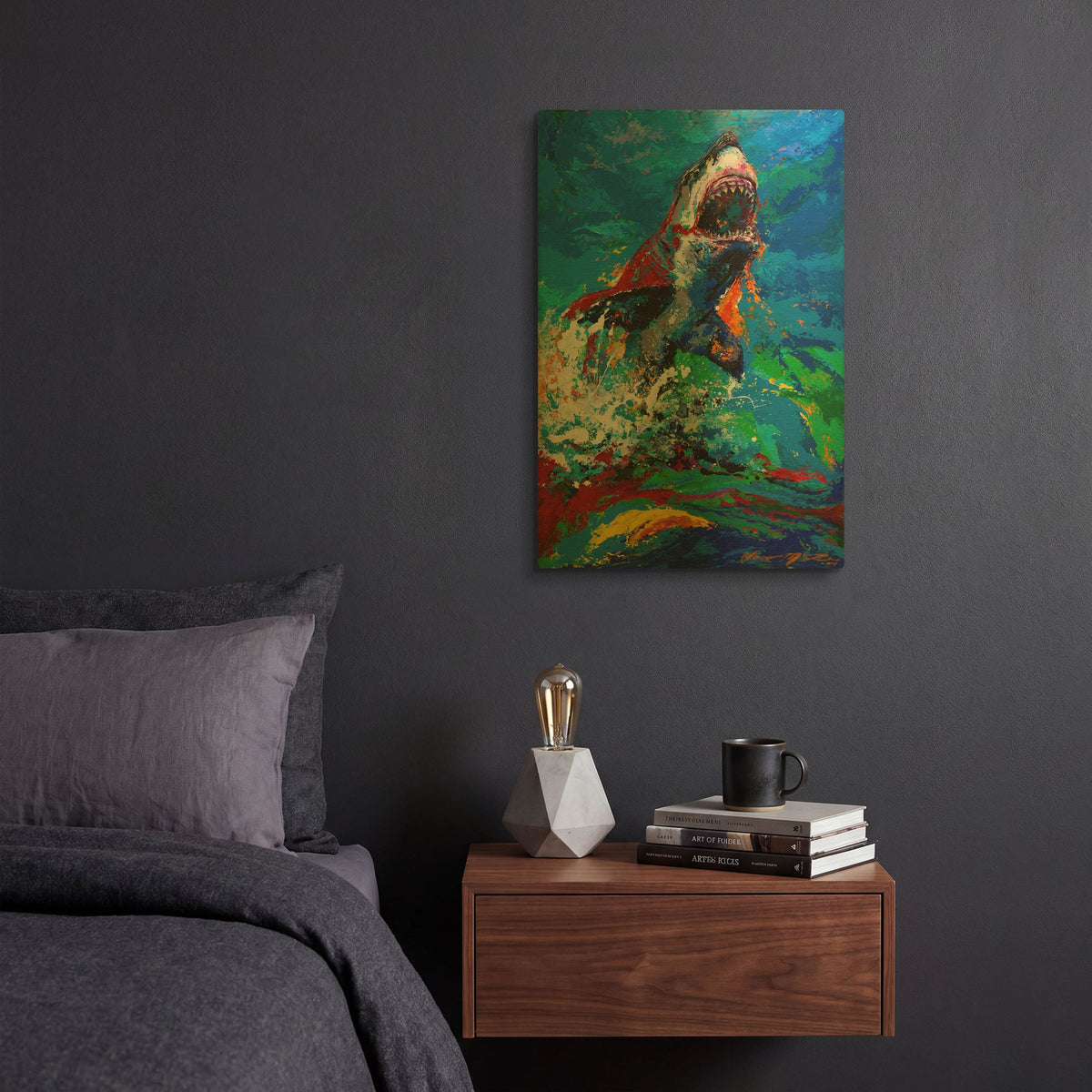 'The Lawyer Breeching Great White Shark' By Jace D McTier Gold Metal Wall Art