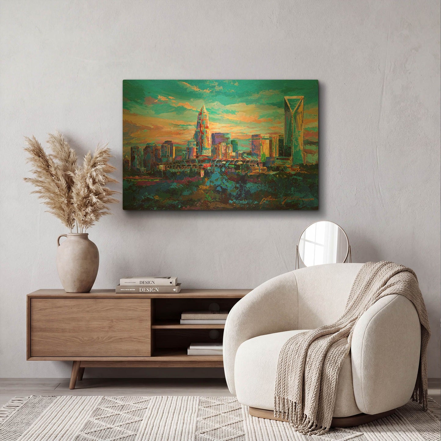 'The Queen City Charlotte North Carolina' By Jace D McTier Gold Metal Wall Art