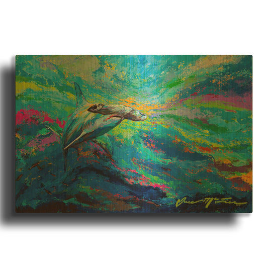 'After Dinner Swim Hammer Head Shark' By Jace D McTier Gold Metal Wall Art