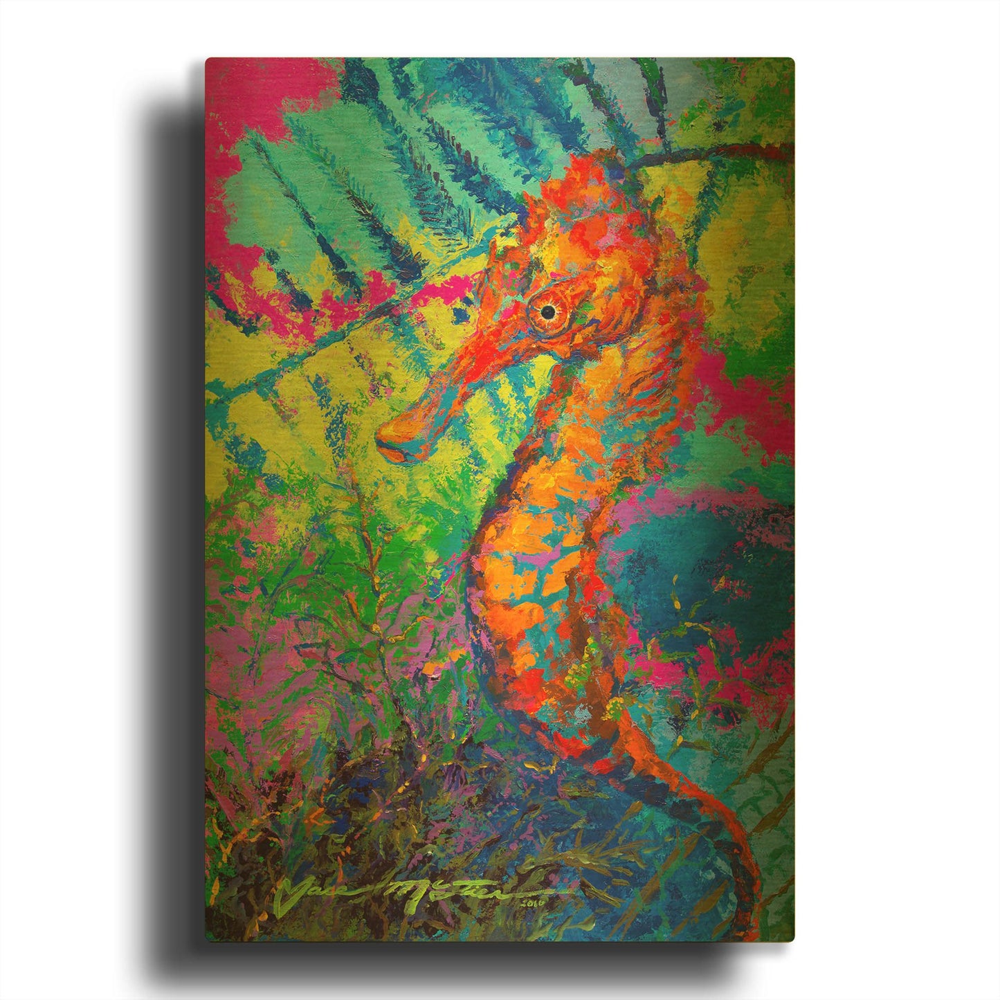 'Miniature Majesty of the Ocean Orange Caribbe' By Jace D McTier Gold Metal Wall Art