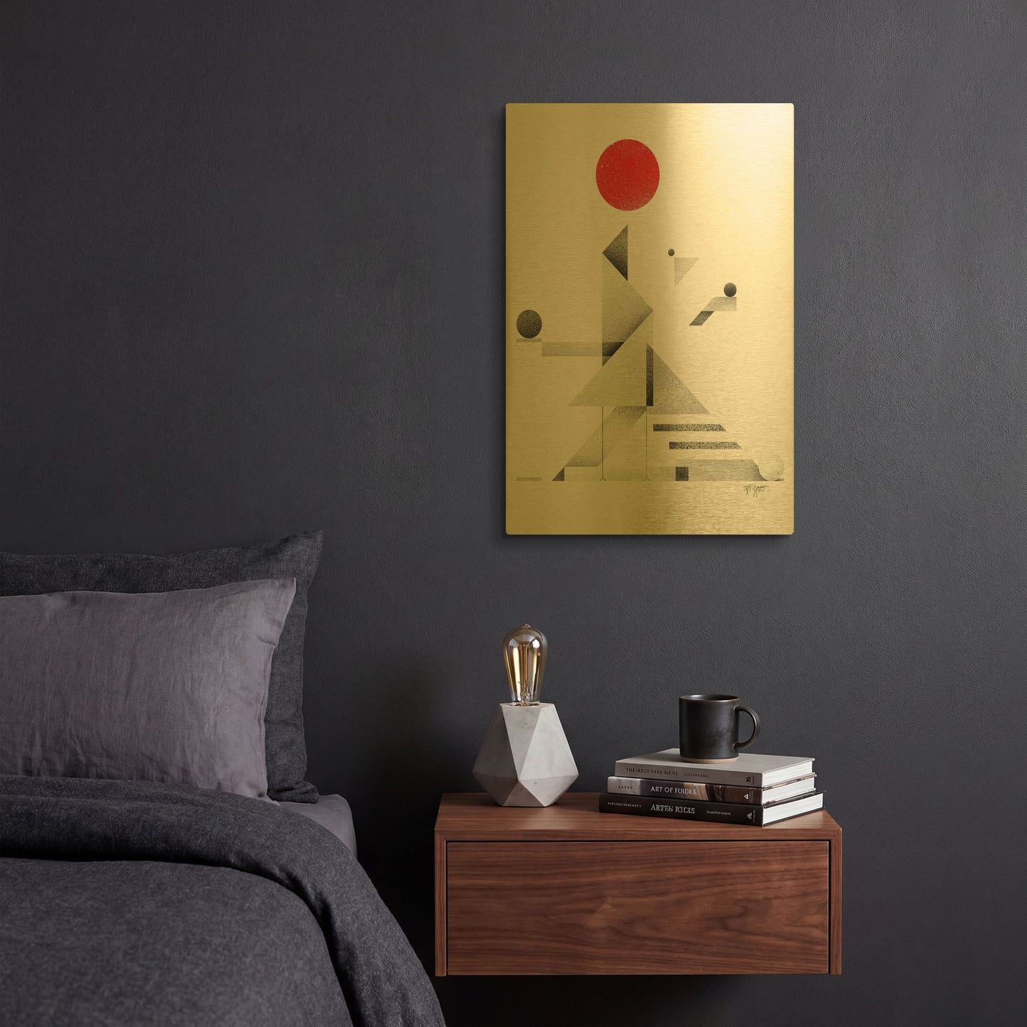 'openspace 2' By Antony Squizzato Gold Metal Wall Art