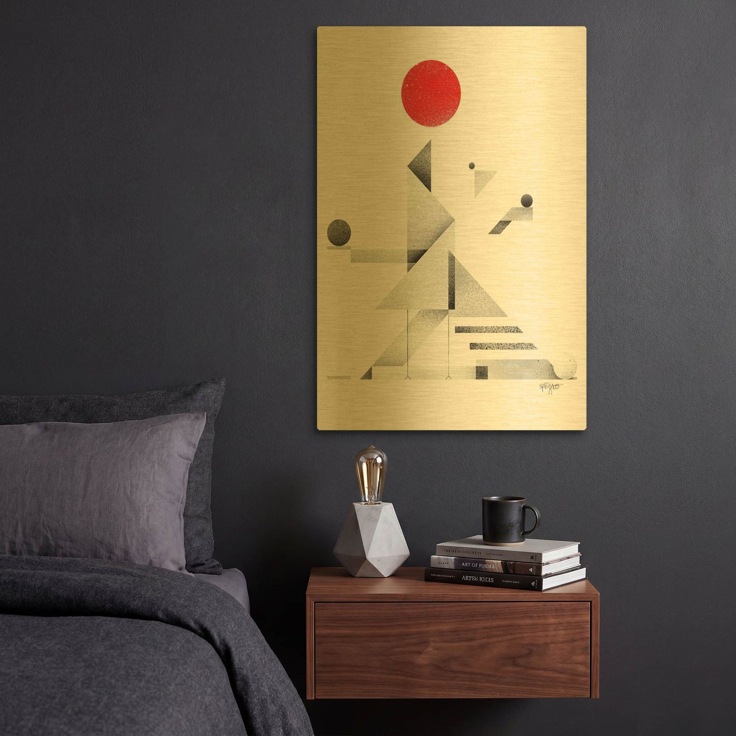 'openspace 2' By Antony Squizzato Gold Metal Wall Art