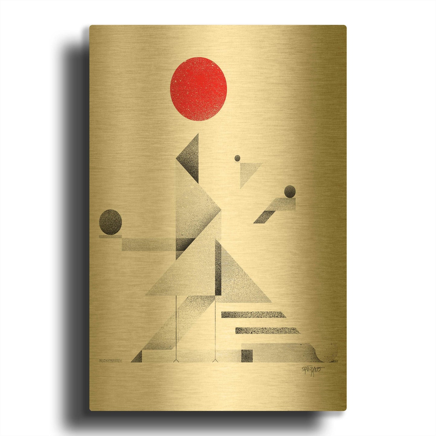 'openspace 2' By Antony Squizzato Gold Metal Wall Art