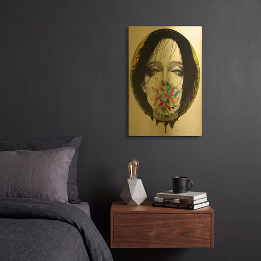 'Black Blossom' By MinJae Gold Metal Wall Art
