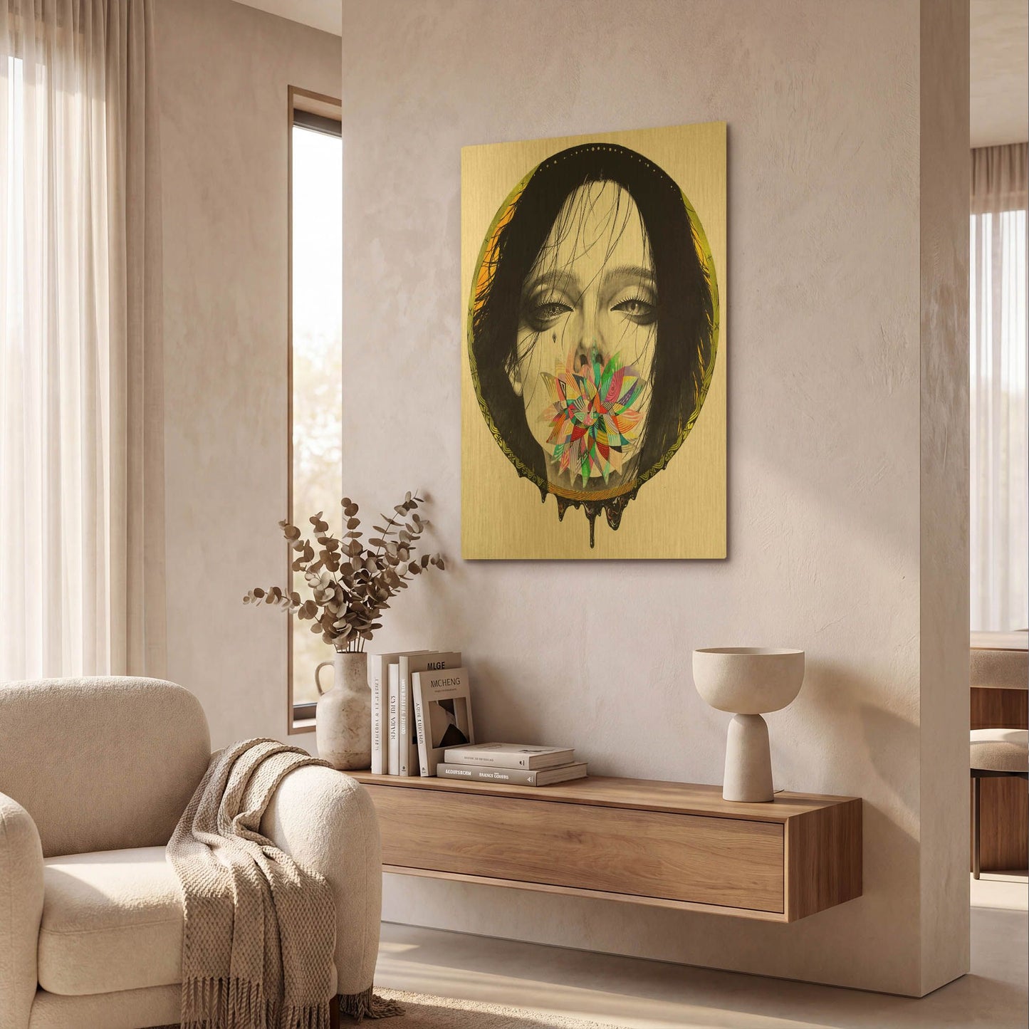 'Black Blossom' By MinJae Gold Metal Wall Art