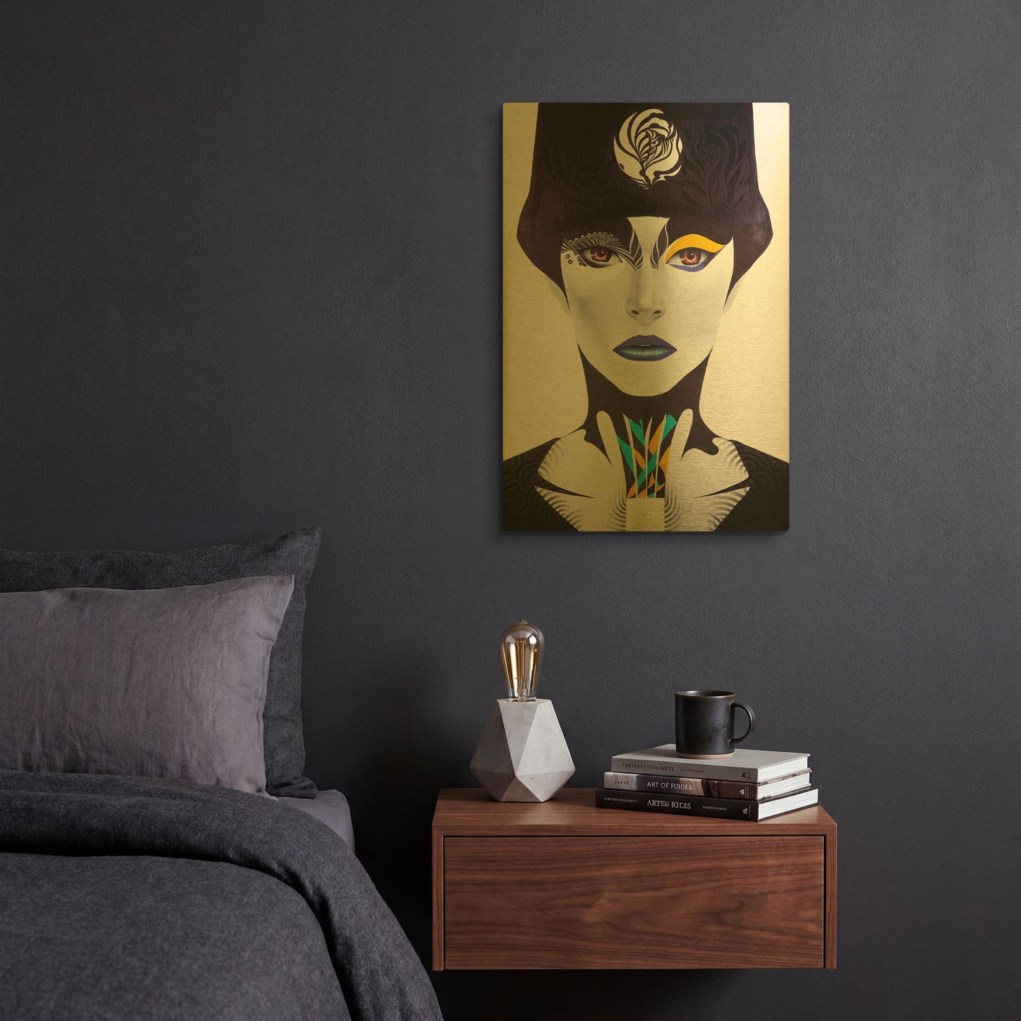 'Blue Lip' By MinJae Gold Metal Wall Art
