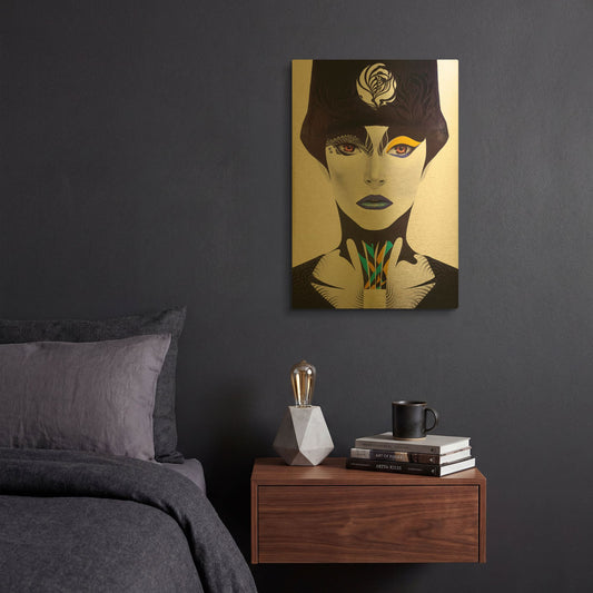 'Blue Lip' By MinJae Gold Metal Wall Art