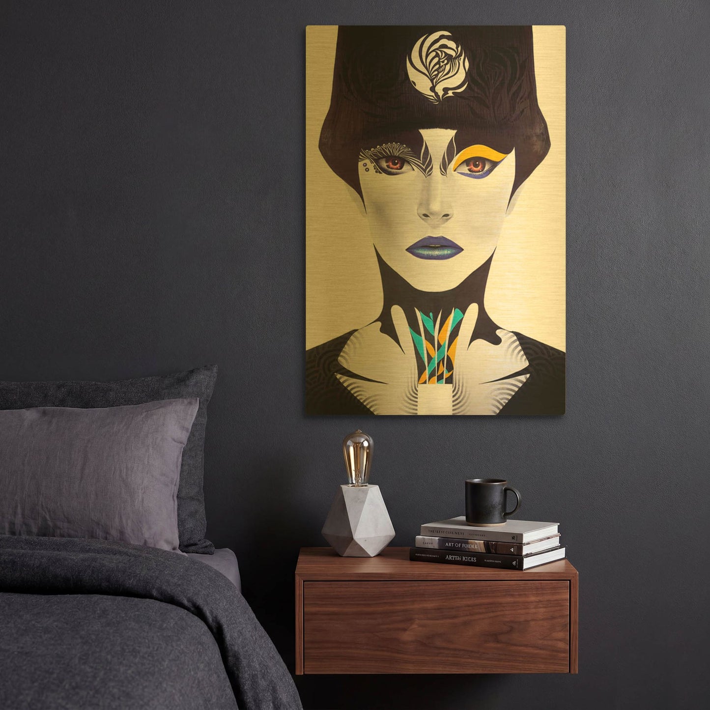 'Blue Lip' By MinJae Gold Metal Wall Art