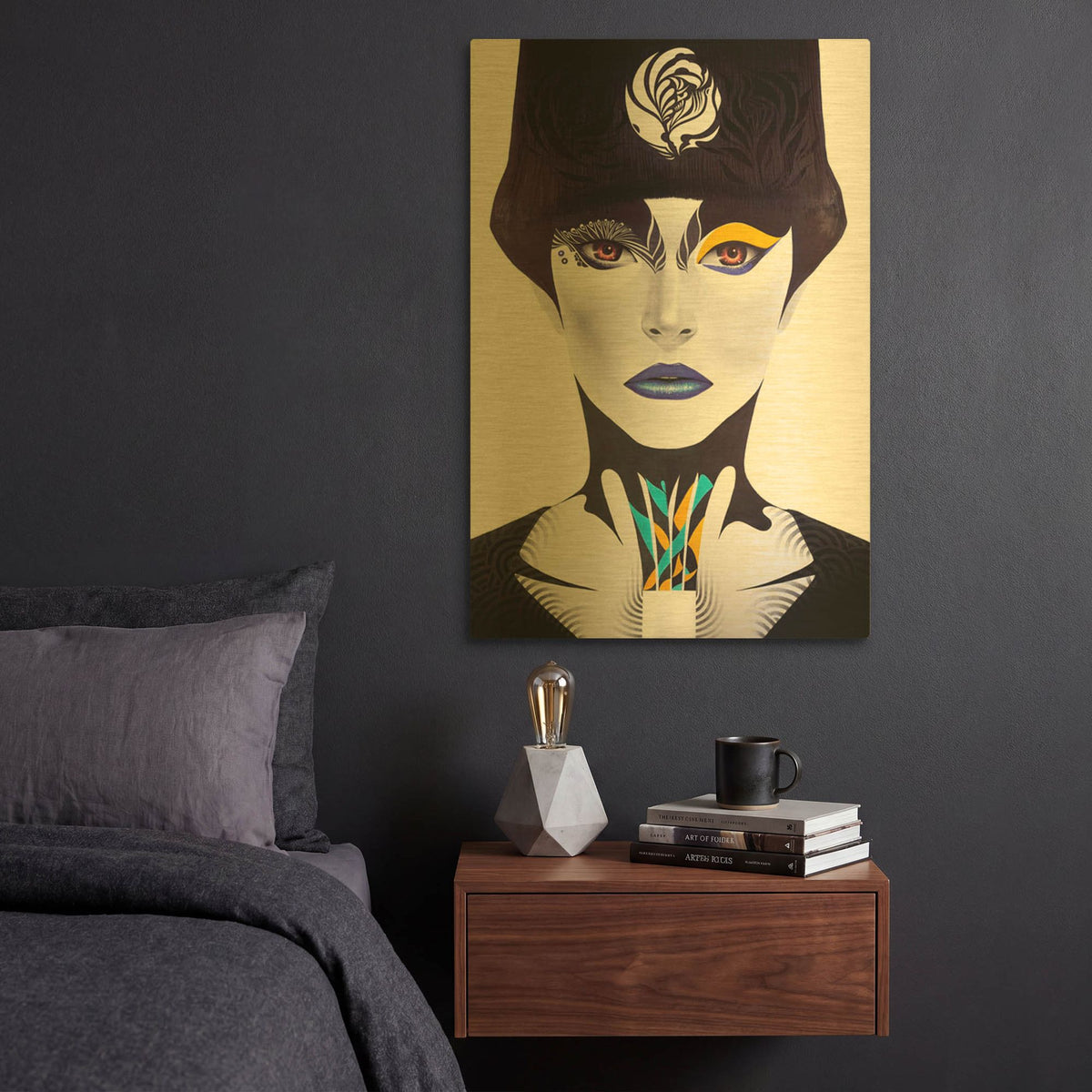 'Blue Lip' By MinJae Gold Metal Wall Art