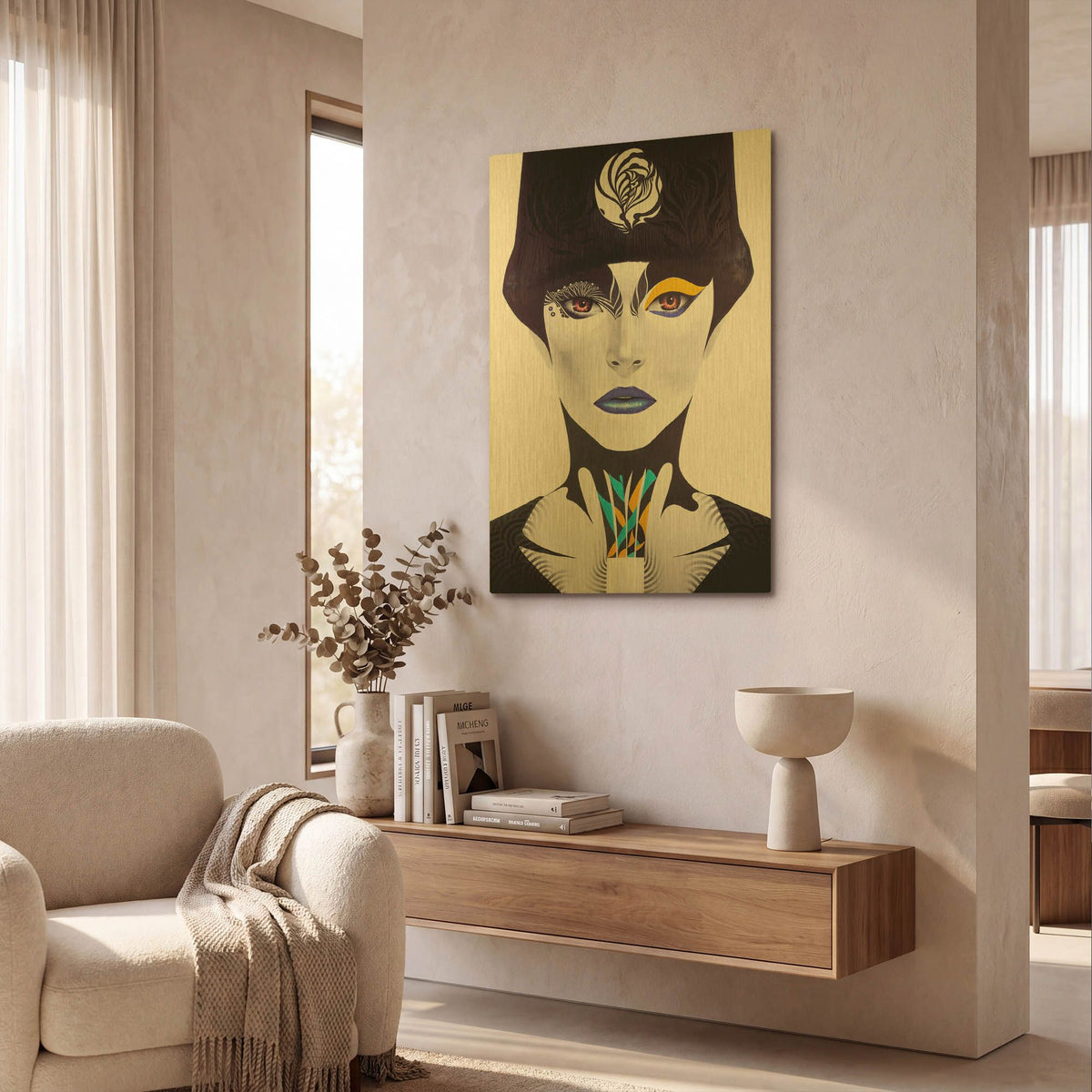 'Blue Lip' By MinJae Gold Metal Wall Art