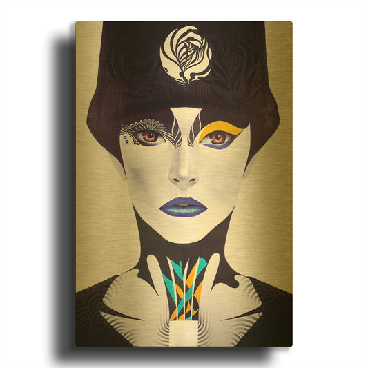 'Blue Lip' By MinJae Gold Metal Wall Art