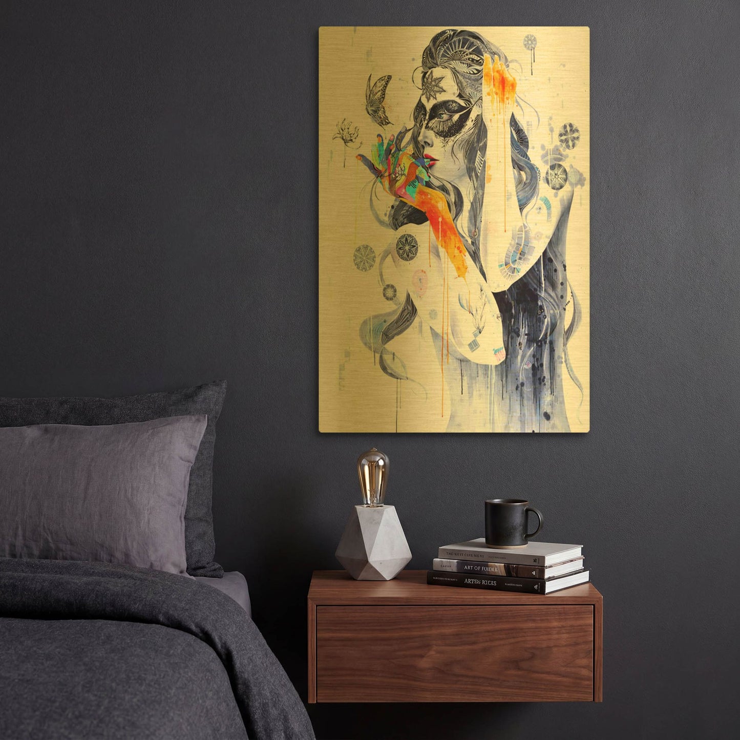 'Flower' By MinJae Gold Metal Wall Art