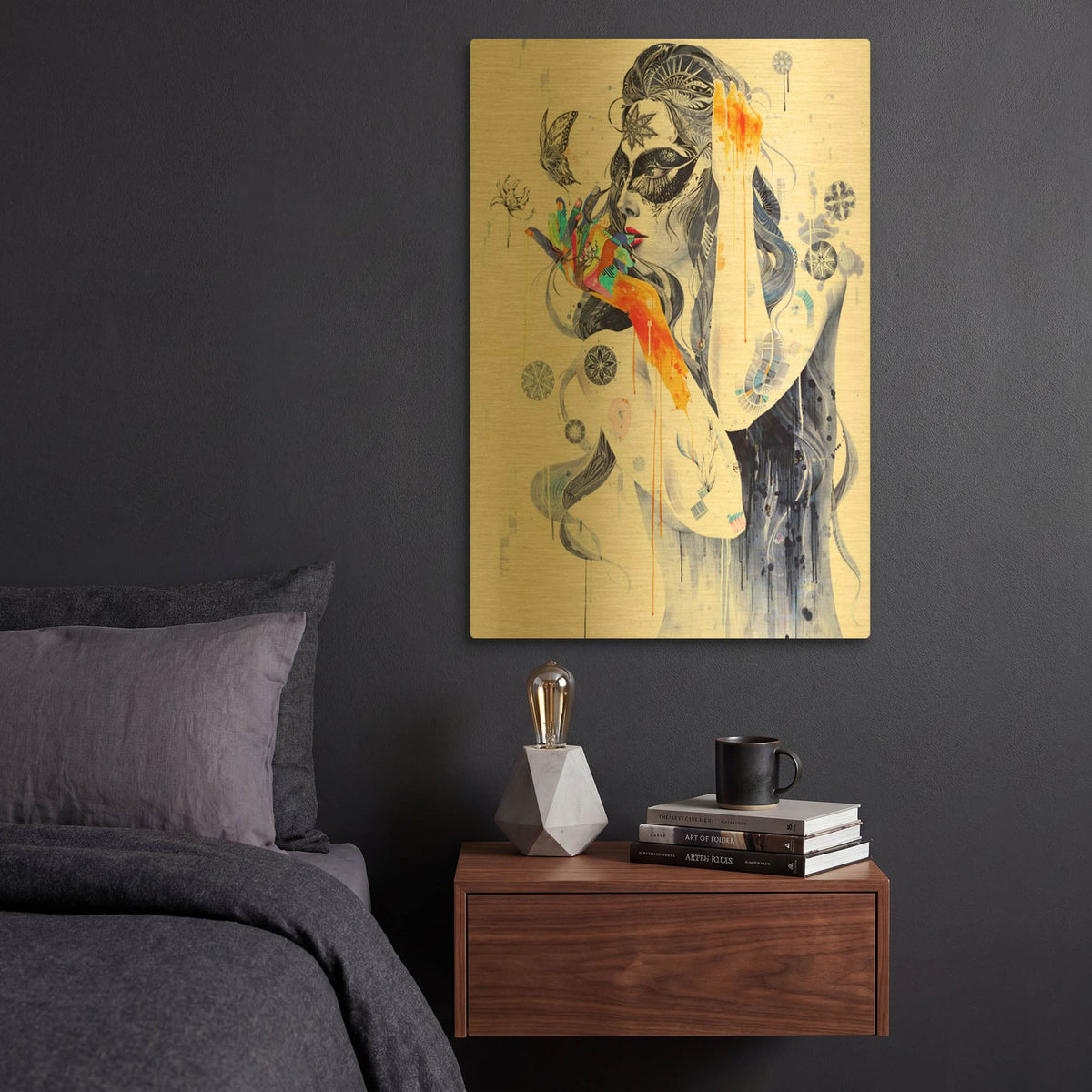 'Flower' By MinJae Gold Metal Wall Art