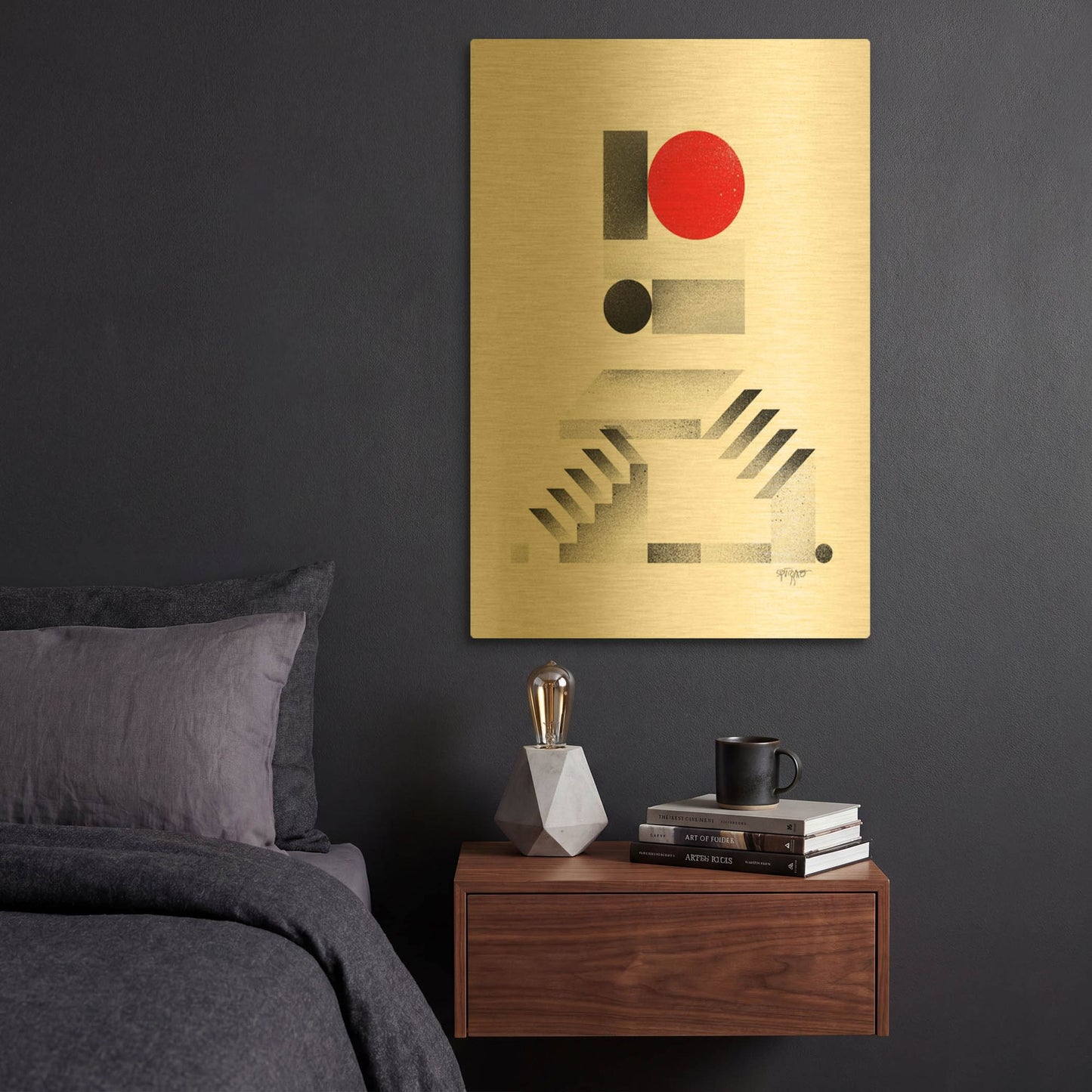 'open space 3' By Antony Squizzato Gold Metal Wall Art