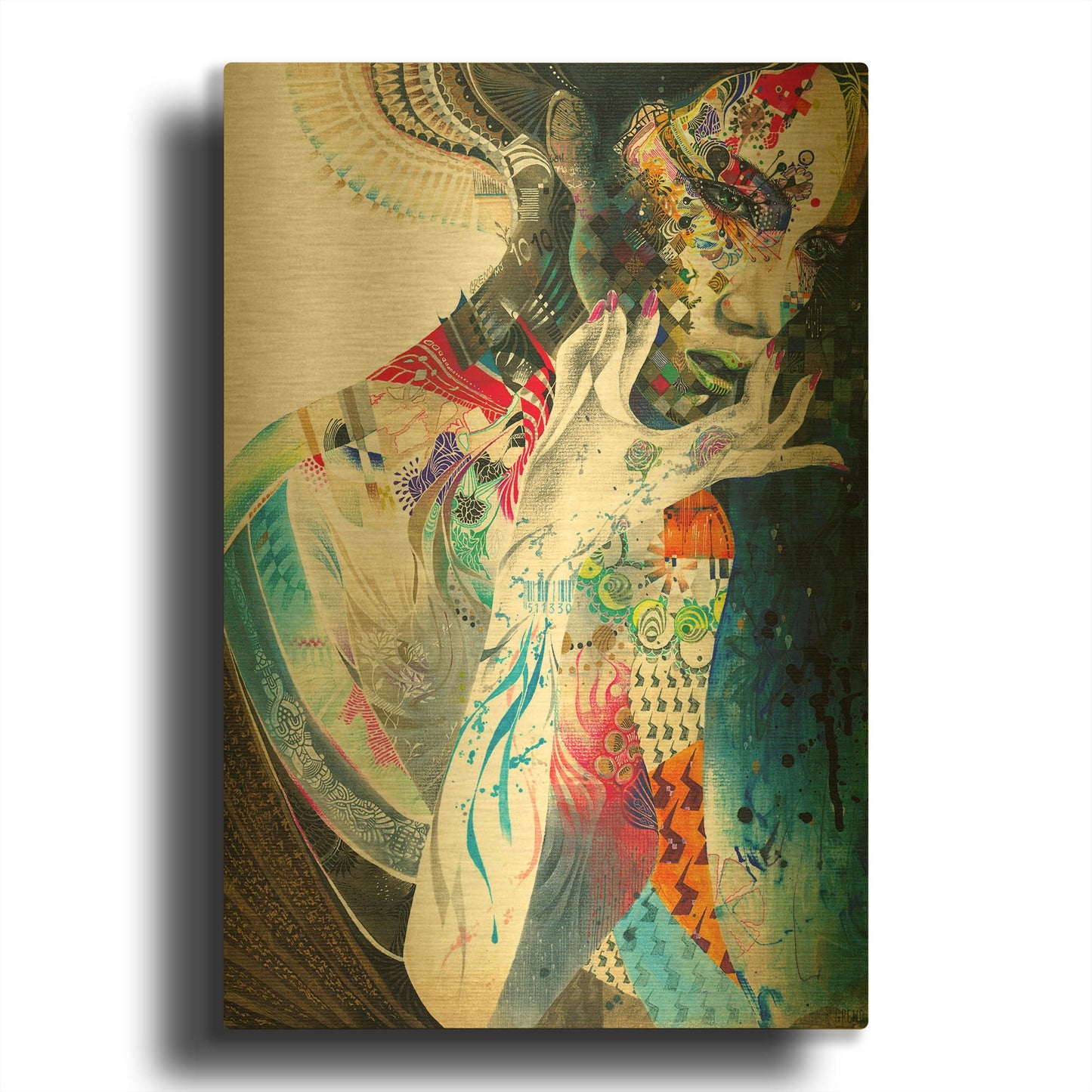 'Indian' By MinJae Gold Metal Wall Art