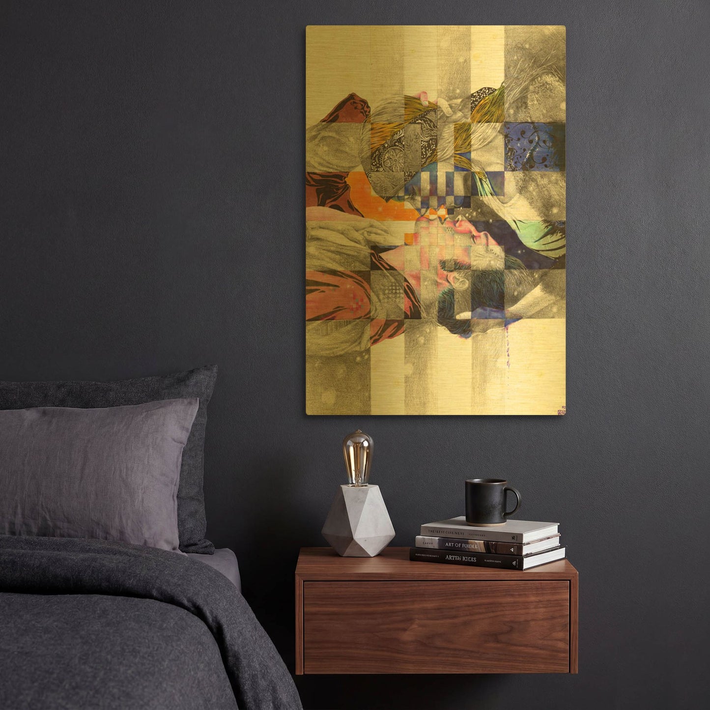 'Kiss ll' By MinJae Gold Metal Wall Art