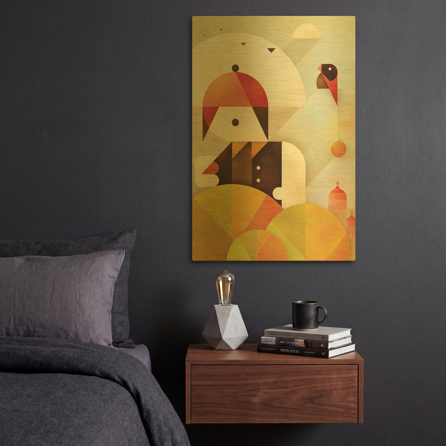 'Birdman' By Antony Squizzato Gold Metal Wall Art