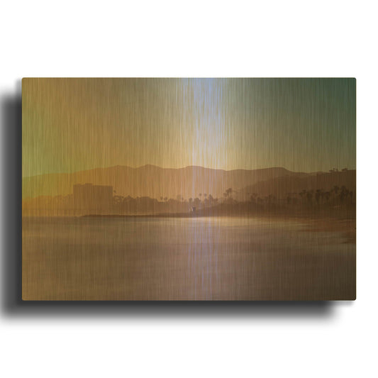 'Down the Beach' By Chris Moyer Gold Metal Wall Art