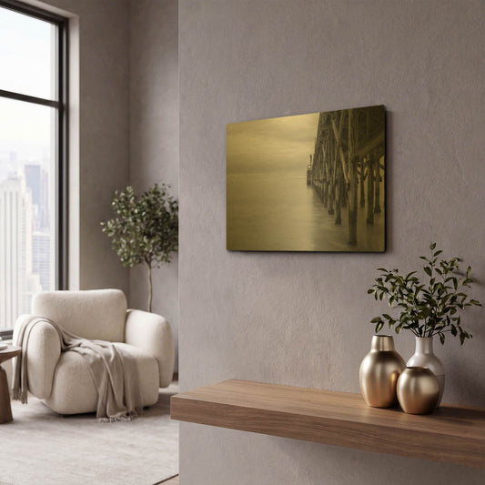 'Gaviota Pier' By Chris Moyer Gold Metal Wall Art