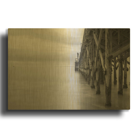 'Gaviota Pier' By Chris Moyer Gold Metal Wall Art