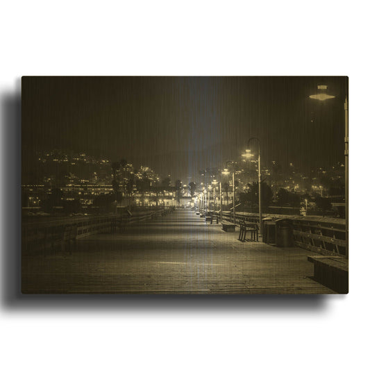 'Lonely Pier' By Chris Moyer Gold Metal Wall Art