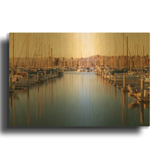 'Marina Dusk' By Chris Moyer Gold Metal Wall Art
