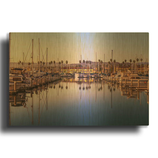 'Marina Reflected' By Chris Moyer Gold Metal Wall Art
