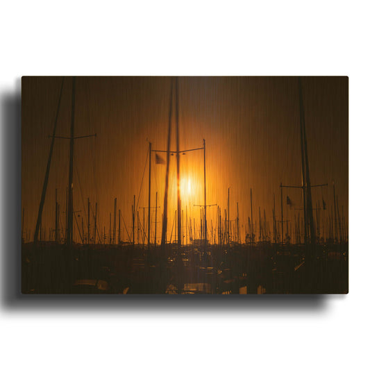 'Mast Sunset' By Chris Moyer Gold Metal Wall Art