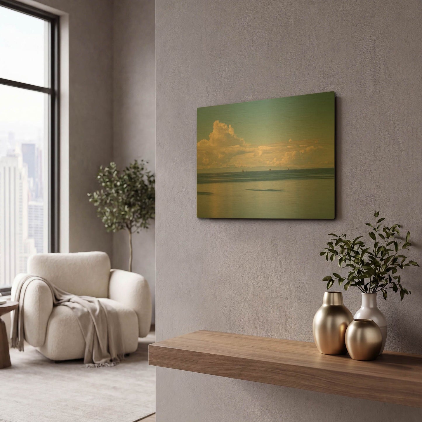 'Oil Rig Backdrop' By Chris Moyer Gold Metal Wall Art