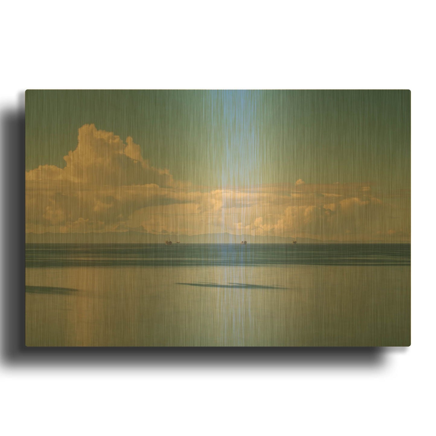 'Oil Rig Backdrop' By Chris Moyer Gold Metal Wall Art