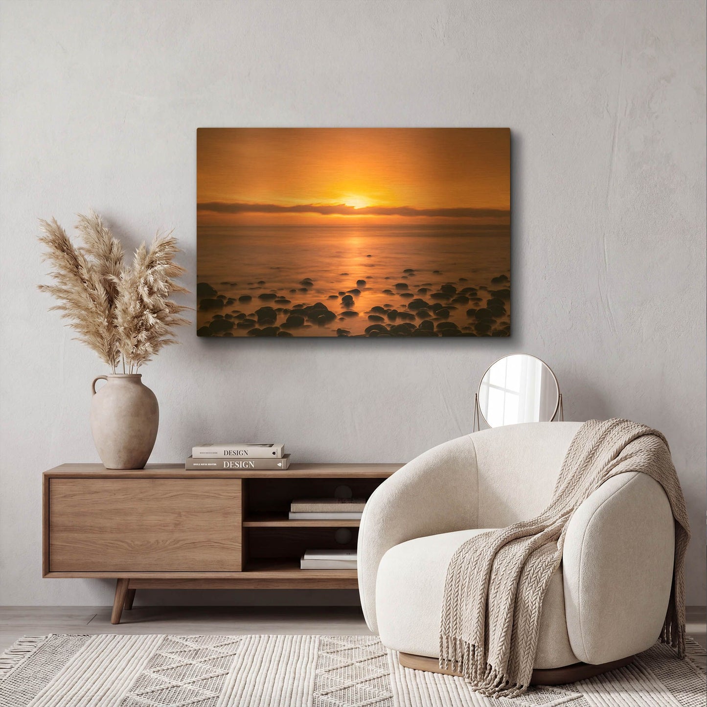 'Pacific Sunset' By Chris Moyer Gold Metal Wall Art