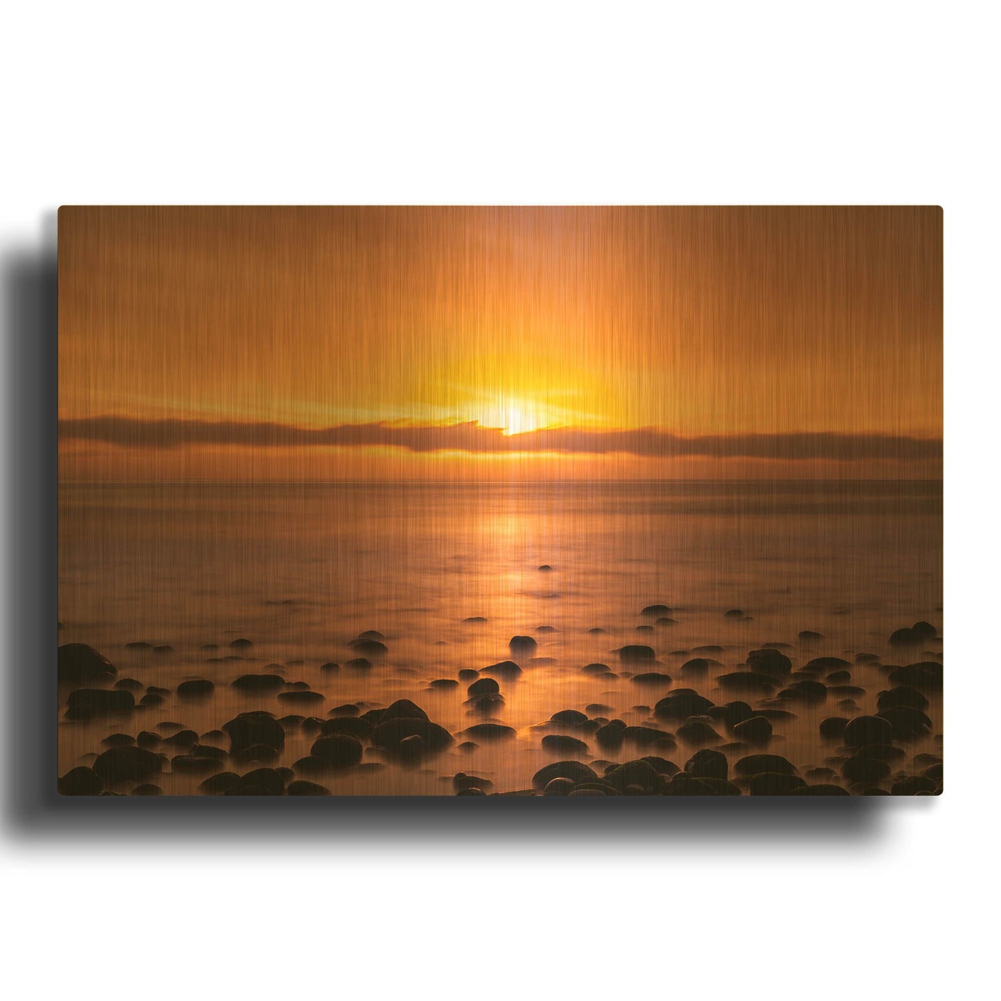 'Pacific Sunset' By Chris Moyer Gold Metal Wall Art