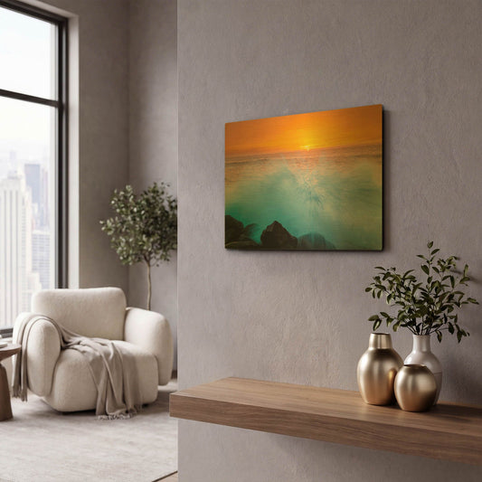 'Sunset Splash' By Chris Moyer Gold Metal Wall Art