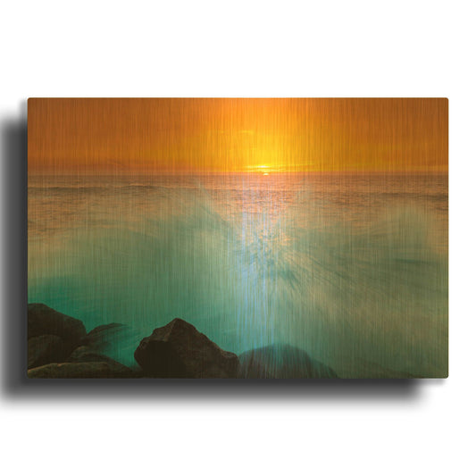 'Sunset Splash' By Chris Moyer Gold Metal Wall Art