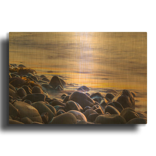 'Wet Rock Reflections' By Chris Moyer Gold Metal Wall Art