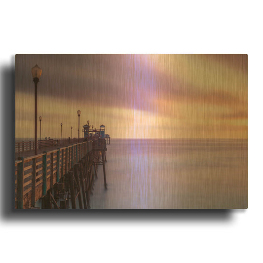 'Dusk at the Oceanside Pier' By Chris Moyer Gold Metal Wall Art